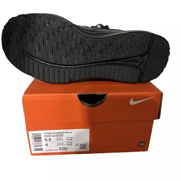 Nike Women’s Black/Smoked Grey Running Shoes 5.5 Size Downshifter 12 DD9294-0025 - Picture 7 of 8